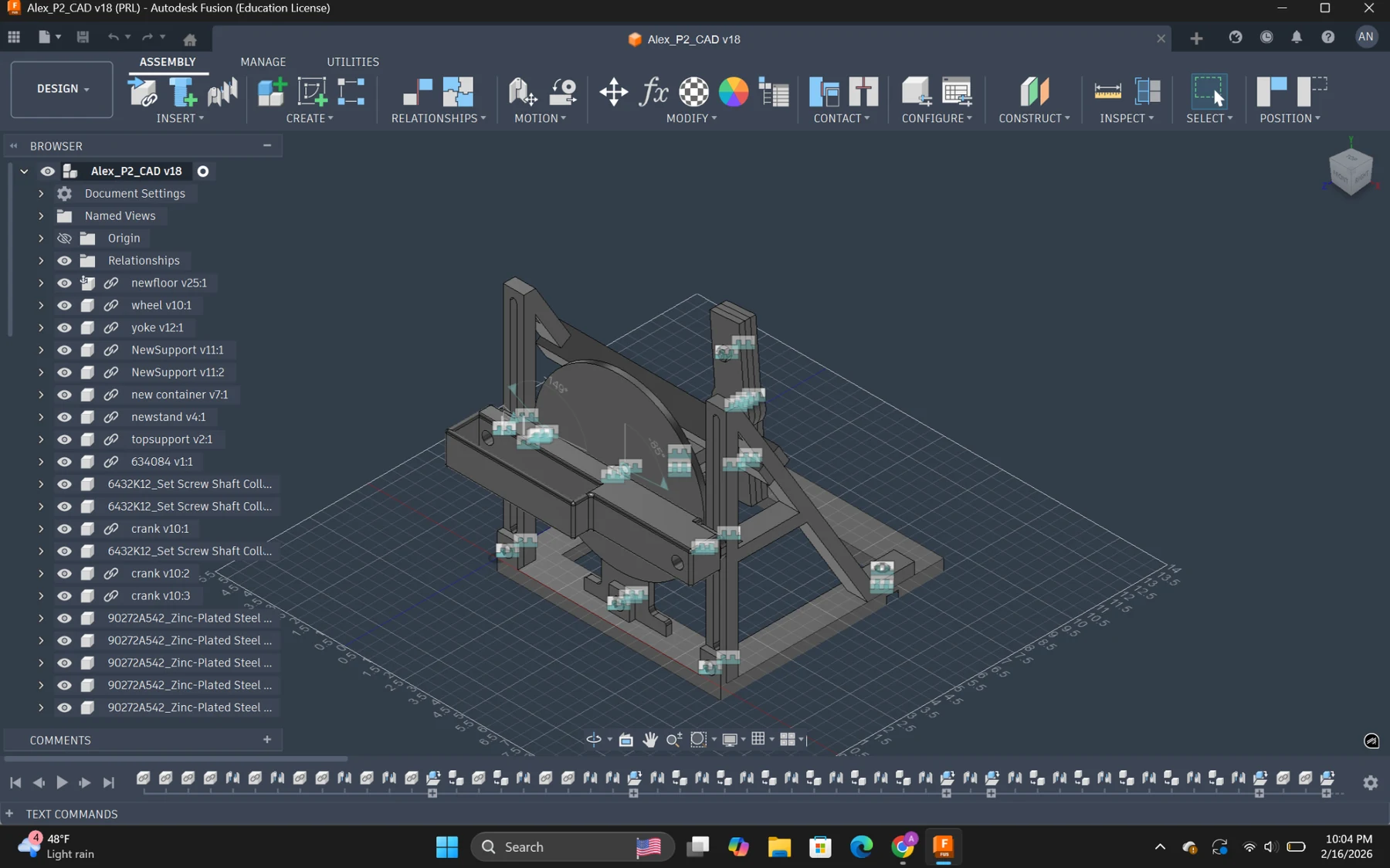 Fusion CAD assembly of the Scotch-yoke platform elevator